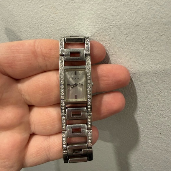 Guess Jewelry - Guess Silver Crystal-Trim Women's Bracelet Watch